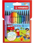 Комплект мини флумастери Stabilo Pen 68 - 12 цвята - 1t