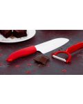 Комплект керамичен нож с белачка Kyocera - червен - 5t