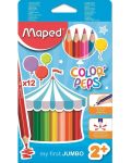 Комплект цветни моливи Maped Color Peps - My First Jumbo, 12 цвята - 1t