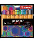 Комплект тънкописци Stabilo Arty - Point 88, 24 цвята - 1t