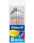 Комплект обли и плоски четки за рисуване Pelikan Starter – 10 броя - 1t