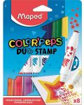 Комплект флумастери Maped Color Peps Duo - 8 цвята, с печати - 1t