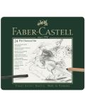 Комплект въглени Faber-Castell Pitt Charcoal - 24 броя, метална кутия - 1t