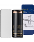 Комплект графитни моливи Deli Finenolo - EC26, 8 броя, метална кутия - 1t