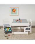 Комплект детска двустранна маса с черна дъска и 2 столчета Ginger Home - Бяло-сиво - 7t
