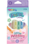Комплект маркери Colorino Pastel  - 6 цвята с брокат - 1t