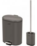 Комплект кошче и четка за тоалетна Inter Ceramic - 8355G, 6 L, сив мат - 1t