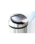 Кош за отпадъци с пластмасов капак Brabantia - Touch Bin, 60 l, Brilliant Steel - 3t