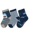 Комплект детски чорапи Sterntaler - Акули, 3 чифта, 17/18, 6-12 месеца - 1t