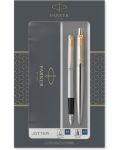 Комплект писалка Parker Jotter Stainless Steel - С химикалка, златисто покритие - 1t