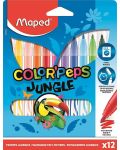 Комплект флумастери Maped Color Peps - Jungle, 12 цвята - 1t