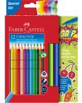 Цветни aкварени моливи Faber-Castell Grip 2001 - 12 цвята и 2 флумастера - 1t
