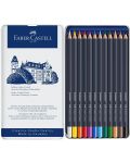 Комплект цветни моливи Faber-Castell Goldfaber - 12 цвята, в метална кутия - 2t