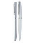 Комплект писалка и химикалка с кожен калъф Online Elegance - Silver - 2t