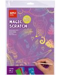 Комплект скреч карти Apli Kids - 8 цветни карти и 4 дървени стика - 2t