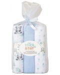 Комплект памучни пелени Interbaby - Панда, 80 х 80 cm, 3 броя, сини - 6t