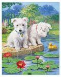 Комплект за рисуване с цветни моливи Royal - Кученца, 22 х 30 cm - 1t