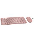Комплект клавиатура и мишка Logitech - Pebble 2, безжичен, Tonal Rose - 2t