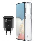 Калъф и зарядно Cellularline - Galaxy A53 5G, прозрачен/черен - 1t