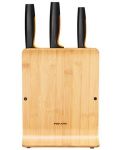 Комплект 3 бр. ножове с бамбукова поставка Fiskars - Functional Form - 2t