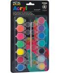 Комплект акрилни бои Primo H&P - 14 цвята х 4.5 ml, с четка - 1t