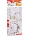 Комплект за чертане Deli Pioneer - EG00412, 4 части, с линия 20 cm - 2t