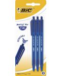 Комплект автоматични химикалки BIC Round Stic Clic - 1.0 mm, сини, 3 броя - 1t