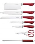 Комплект ножове с точило и ножица Royalty Line, червени - 2t