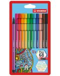 Комплект флумастери Stabilo Pen 68 - 12 цвята - 1t