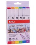 Комплект двувърхи маркери Apli - 6 цвята - 1t