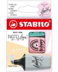 Комплект мини текст маркери Stabilo Pastel Love - Be Happy, 3 цвята - 1t