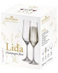 Комплект чаши за шампанско Bohemia - Royal Lida, 6 броя x 220 ml - 2t