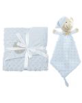 Комплект одеяло и играчка Interbaby - Doudou, 80 x 110 cm, син - 1t