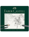 Комплект моливи Faber-Castell Pitt Graphite - 19 броя, в метална кутия - 1t
