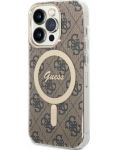 Калъф и зарядно Guess - 4G MagSafe, iPhone 14 Prо, кафяв - 2t