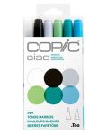 Комплект маркери Too Copic Ciao - Морски тонове, 6 цвята - 1t