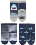 Комплект детски чорапи Sterntaler - Акули, 3 чифта, 17/18, 6-12 месеца - 2t