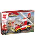 Конструктор Qman Mine City - Пожарен автомобил със стълба - 1t