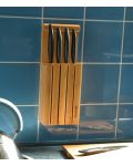 Комплект керамични ножове KYOCERA - С бамбуков блок, черни - 8t