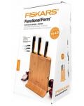 Комплект 3 бр. ножове с бамбукова поставка Fiskars - Functional Form - 9t