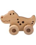 Дървена играчка Jouéco - Крокодилче, с колела за бутане - 1t