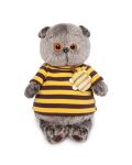 Плюшена играчка Budi Basa - Коте Басик с тениска и пчеличка, 22 cm - 1t