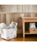 Кутия за играчки с колела Ginger Home - Дървена, бяла, 38 х 45 х 54 cm - 9t