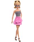Кукла Barbie Fashionistas 213 - С черно-бял потник и розова пола - 1t