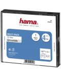 Кутийка Hama – за 4 CD/DVD диска, прозрачна/черна - 1t