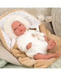 Кукла-бебе Arias - Александра със спален чувал в бежово, 40 cm - 5t