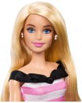 Кукла Barbie - 65-та годишнина, с рокля на розови райета - 3t