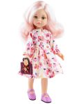Кукла Paola Reina Amigas - Роса, с розова коса, рокля на цветя и чанта, 32 cm - 1t