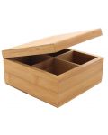 Бамбукова кутия за чай HIT - 4 отделения, 16 x 16 cm - 1t