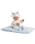 Кукла-бебе Llorens - Със сини дрешки, възглавничка и бяла шапка, 26 cm - 1t